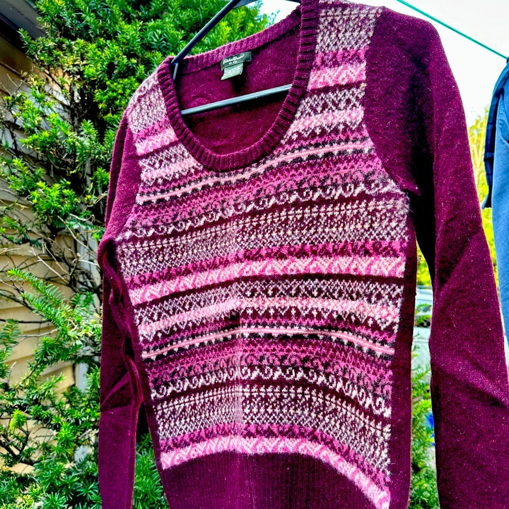 Maroon Wool Fair Isle Eddie Bauer Sweater